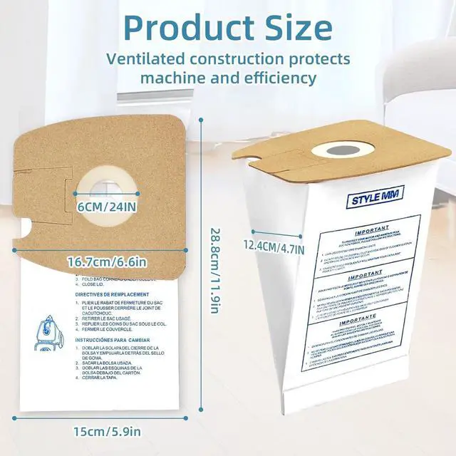 Alt view image 5 of 7 - 20 Pack Replacement Style MM Vacuum Bags for Eureka Mighty Mite 3670 and 3680 Series Canisters Vacuums Replaces 60295 60295A 60297A Part Vacuum Bags
