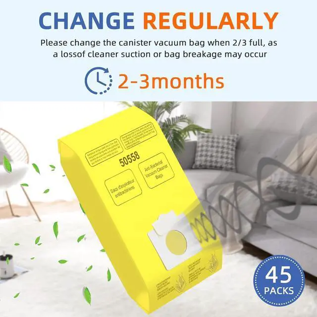 Alt view image 2 of 7 - 45 Pack Vacuum Cleaner Bags Replacement for Kenmore Canister Type C/Q 5055 5055 50557 50558 Type C-5 C-18 200 series 400 series 600 series 700 series 800 series Vacuums