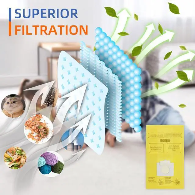 Alt view image 5 of 7 - 45 Pack Vacuum Cleaner Bags Replacement for Kenmore Canister Type C/Q 5055 5055 50557 50558 Type C-5 C-18 200 series 400 series 600 series 700 series 800 series Vacuums