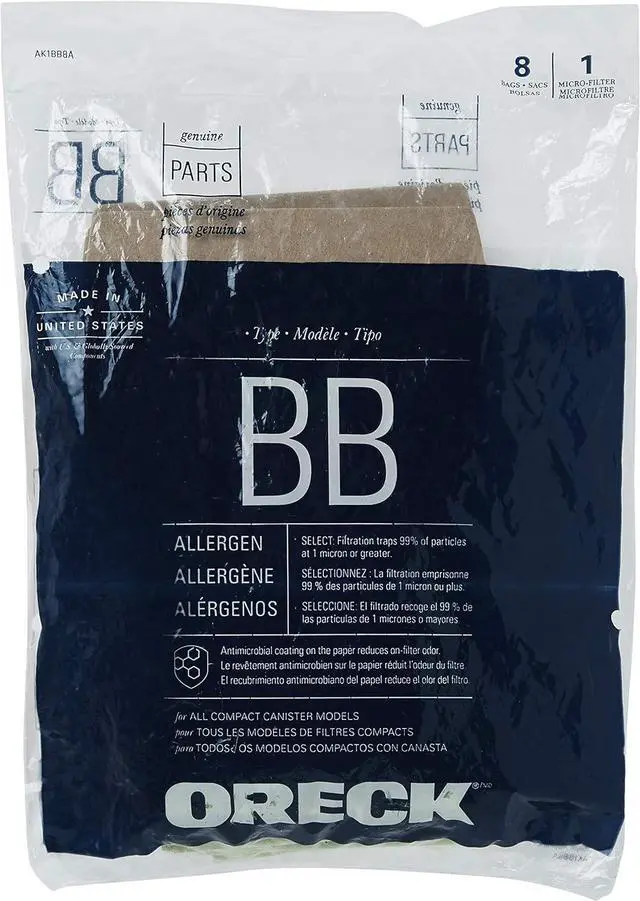 Alt view image 4 of 5 - Vacuum Cleaner Bags for Buster B Canister Vacs Pack of 8 Green Type BB Part # AK1BB8A Vacuum Bags Refill