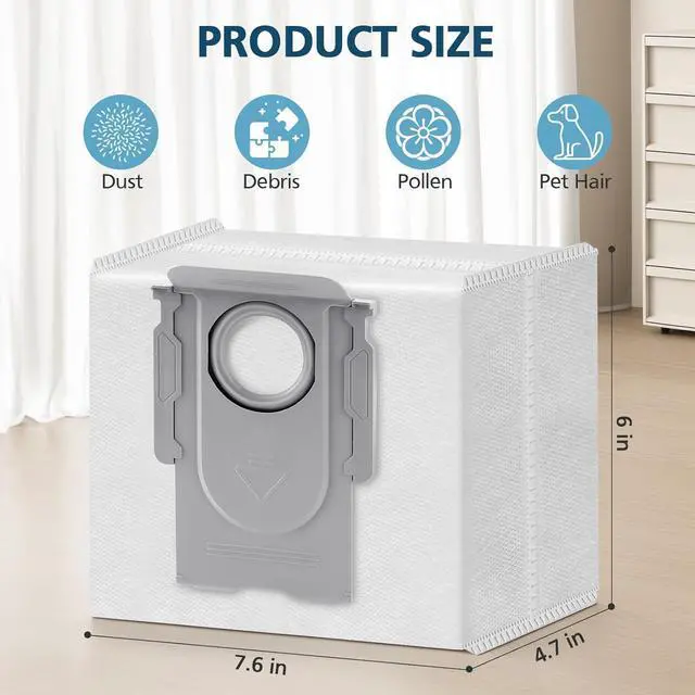 Alt view image 3 of 7 - 16 Packs Q5 Dust Bag for Roborock Q5 Max+ Q7 M5+ Q10 S5+ Q10 X5+ 3.6L Vaccum Bag for Q5 Q5+ Q5 Pro+ Q8 Max+ Q7 Q7+ Q7 Max+ S8+ S8 Pro Ultra S7 Pro Ultra S7 MaxV Ultra