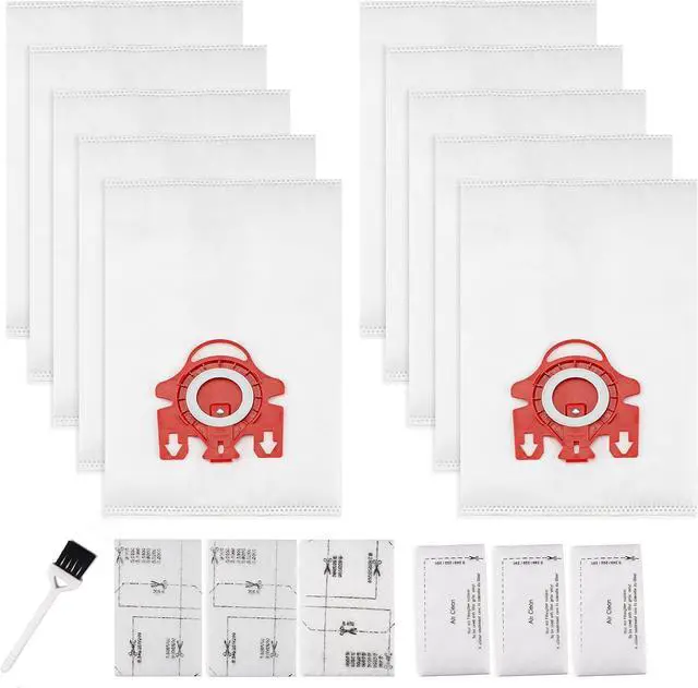 Main image of 3D Airclean Dust Bags Replacement for Miele FJM Vacuum Compact C2 Compact C1 Complete C1 S241 S290 S300i S500 S700 S4 S6 Series (Pack of 10) with 3 Motor Protection Filters 3 Air.Clean Filters