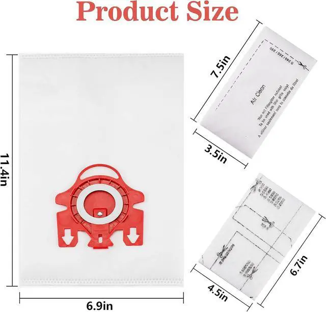 Alt view image 3 of 7 - 3D Airclean Dust Bags Replacement for Miele FJM Vacuum Compact C2 Compact C1 Complete C1 S241 S290 S300i S500 S700 S4 S6 Series (Pack of 10) with 3 Motor Protection Filters 3 Air.Clean Filters