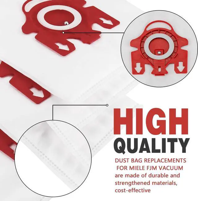Alt view image 4 of 7 - 3D Airclean Dust Bags Replacement for Miele FJM Vacuum Compact C2 Compact C1 Complete C1 S241 S290 S300i S500 S700 S4 S6 Series (Pack of 10) with 3 Motor Protection Filters 3 Air.Clean Filters