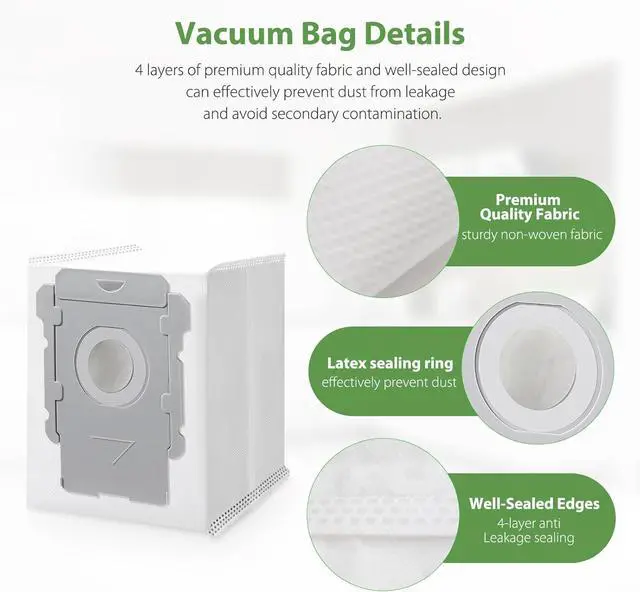 Alt view image 5 of 7 - 18 Pack Vacuum Bags for iRobot Roomba i7 i7+ i7Plus i8 i8+ i3 i3+ i4 i4+ i6 i6+ s9 s9+ s9Plus i and s Series Clean Base Automatic Dirt Disposal Bags