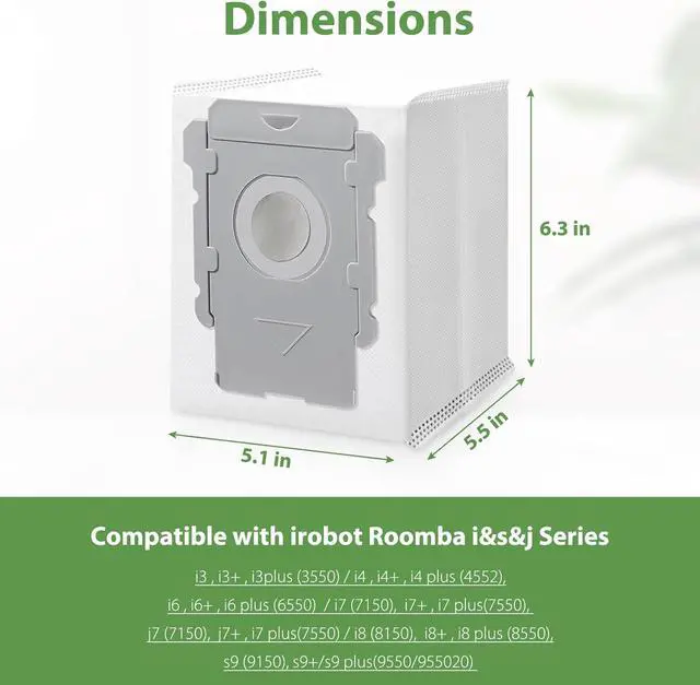 Alt view image 4 of 7 - 18 Pack Vacuum Bags for iRobot Roomba i7 i7+ i7Plus i8 i8+ i3 i3+ i4 i4+ i6 i6+ s9 s9+ s9Plus i and s Series Clean Base Automatic Dirt Disposal Bags