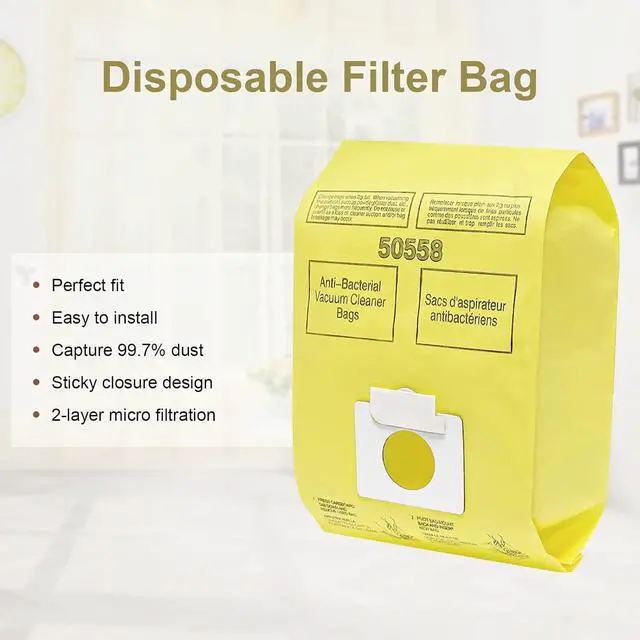 Alt view image 2 of 7 - 50403 Vacuum Bags for Kenmore Canister Type C/Q - 12 Pack Disposable Canister Vacuum Cleaner Dust Bags for Kenmore 50403 50555 50558 50557 50410 53291