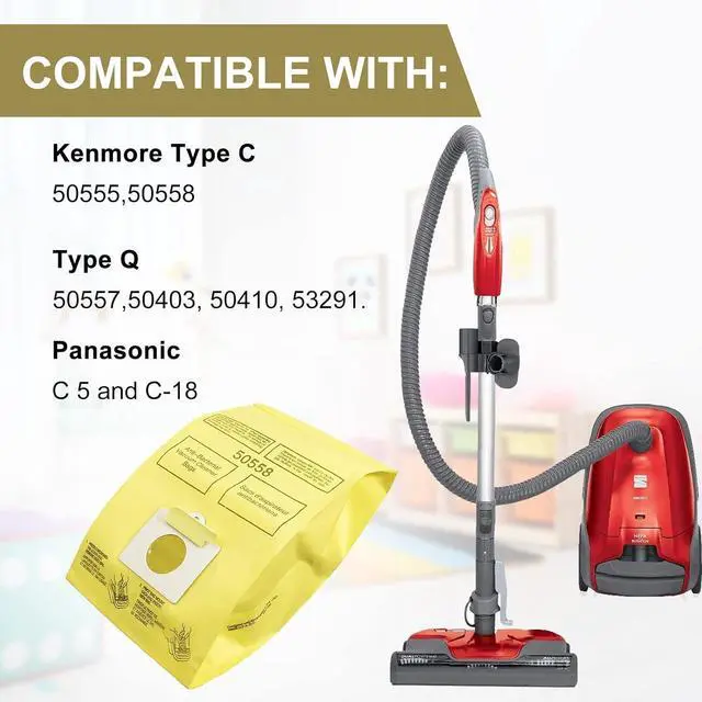 Alt view image 4 of 7 - 50403 Vacuum Bags for Kenmore Canister Type C/Q - 12 Pack Disposable Canister Vacuum Cleaner Dust Bags for Kenmore 50403 50555 50558 50557 50410 53291