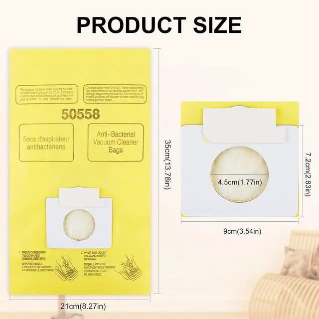 Alt view image 7 of 7 - 50403 Vacuum Bags for Kenmore Canister Type C/Q - 12 Pack Disposable Canister Vacuum Cleaner Dust Bags for Kenmore 50403 50555 50558 50557 50410 53291