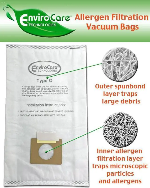 Alt view image 2 of 7 - Replacement Anti-Allergen Vacuum Bags for Kenmore Canister Type C or Q 50555 50558 50557 and Panasonic Type C-5 9 pack