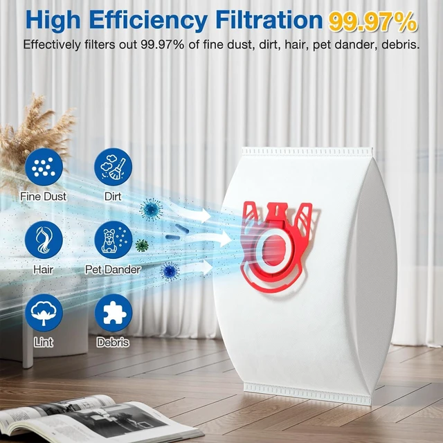 Alt view image 4 of 7 - 20 Pack 3D Airclean FJM Vacuum Cleaner Bags for Miele FJM Vacuum Cleaner