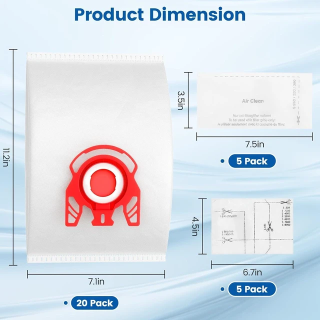 Alt view image 7 of 7 - 20 Pack 3D Airclean FJM Vacuum Cleaner Bags for Miele FJM Vacuum Cleaner