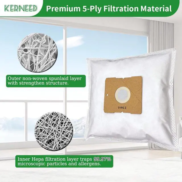 Alt view image 4 of 6 - 8 Pack Type Z HEPA Vacuum Bags for Riccar Moonlight Pizzazz Sunburst & Simplicity Jill Jack Snap Vacuum Cleaners Part RZH-6/SZH-6