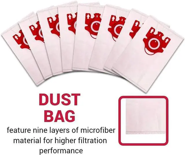 Alt view image 4 of 4 - Compatible FJM Vacuum Cleaner Bags Replacement Vacuum Bag Type FJM AirClean 3D Efficiency Dust Bag. 8 Pack FJ8PSK