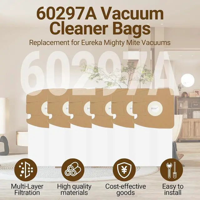 Alt view image 2 of 7 - Vacuum Bags for Eureka Mighty Mite 3670 and 3680 Series Canisters MM Vacuum Bags 60295A 60295B 60295C & 60297A 9 Pack