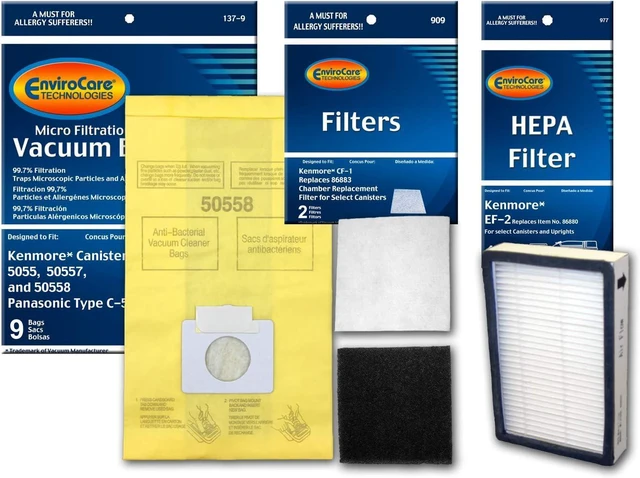 Main image of EnviroCare Replacement Micro Filtration Vacuum Cleaner Dust bags made to fit Kenmore Type C Canisters. 18 bags with 2 CF-1 Filters and 1 EF-2 Filter