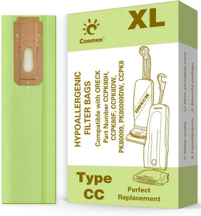 Main image of 8 Pack Great Compatible with Oreck XL Vacuum Bags Hypoallergenic Fits All Oreck XL Upright Vacuums Filter Type CC Vacuum Bags.