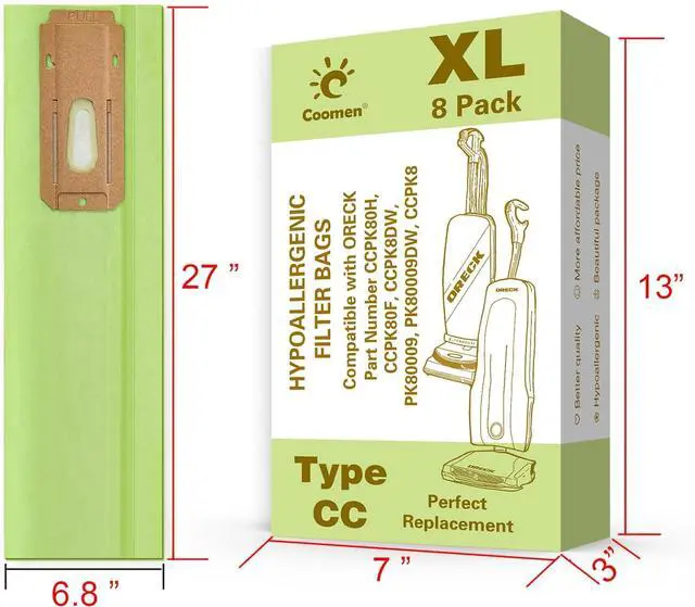 Alt view image 4 of 6 - 8 Pack Great Compatible with Oreck XL Vacuum Bags Hypoallergenic Fits All Oreck XL Upright Vacuums Filter Type CC Vacuum Bags.