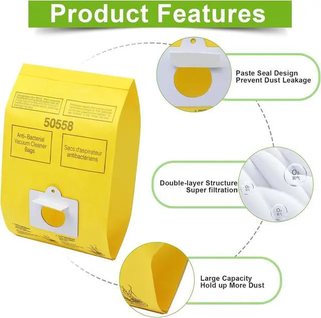 Alt view image 2 of 7 - 50558 Type C/Q Vacuum Cleaner Bags Compatible with Kenm.ore Canister Type C/Q 5055 50557 50558 (12)