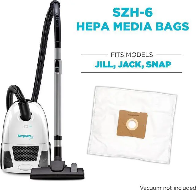 Alt view image 3 of 7 - Simplicity Vacuums SZH-6 Jill Canister Vacuum Replacement Bags with Certified Hepa Media Fits with Simplicity Jill Jack and Snap Bagged Vacuum Canister Models Type Z Bags 6-pack Set