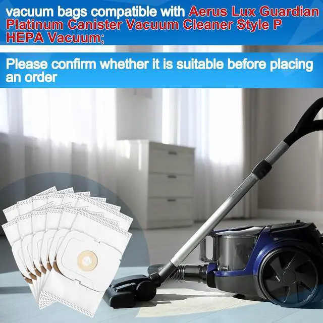 Alt view image 3 of 6 - 12 Pack Vacuum Cleaner Bags Compatible with Aerus Lux Guardian Platinum Canister Vacuum Cleaner Style P HEPA Vacuum Bags Replacement Vacuum Filter Bags