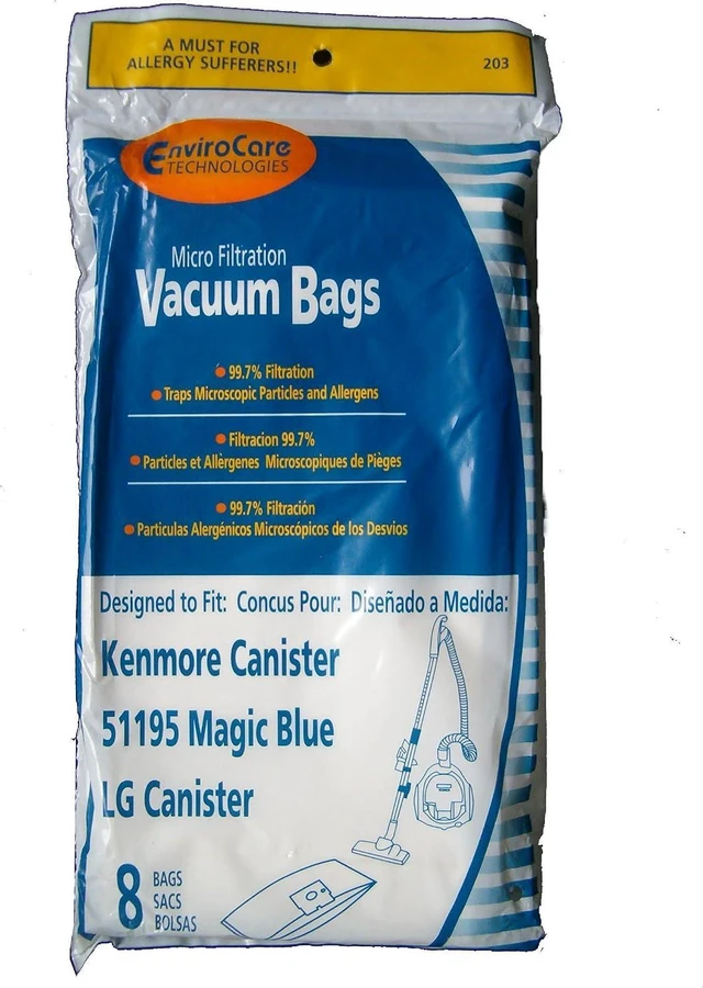 Alt view image 3 of 3 - Envirocare Replacement Micro Filtration Vacuum Cleaner Dust Bags made to fit Kenmore Canister Type M 51195 Magic Blue and LG Canisters 40 bags