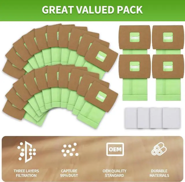 Alt view image 2 of 7 - Oreck 24 Pack Type BB Compact Canister Bags - Compatible for XL Buster B Replacement Vacuum Bags for PKBB12DW BB180 BB280 BB850 BB870 BB900 BB1000 MV160 - With 4 Motor Filter BM04 Kit