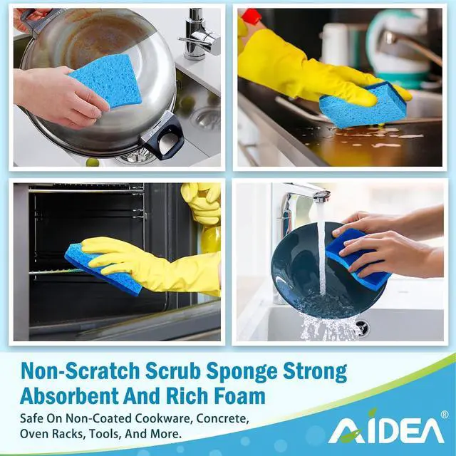 Alt view image 6 of 7 - AIDEA Sponges Kitchen-6Count, Non Scratch Scrub Sponge, Dish Sponges | Cleaning Sponges for Non Stick Cookware, Cleans Fast Without Scratching, Cleaning Power for Kitchen, Bathroom, Household