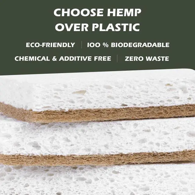 Alt view image 3 of 7 - Isshah Plant-Based Kitchen Sponges - FSC Certified and PETA Approved, Natural, Eco-Friendly, Biodegradable Sisal Hemp Sponges for Dishes, Cleaning Sponge for Kitchen, Bathroom, Household - 12 Count