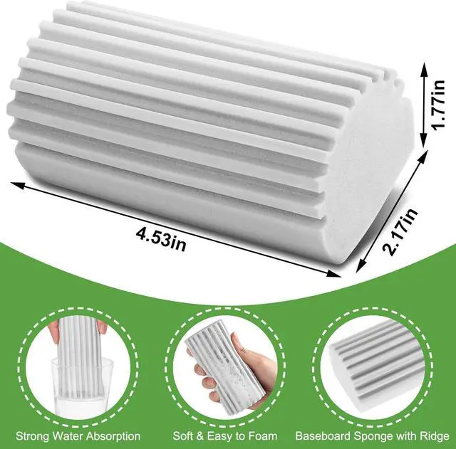Alt view image 2 of 7 - 4-Pack Damp Clean Duster Sponge Sponge Cleaning Brush Duster for Cleaning Blinds Glass Baseboards Vents Railings Mirrors Window Track Grooves and FaucetsGray