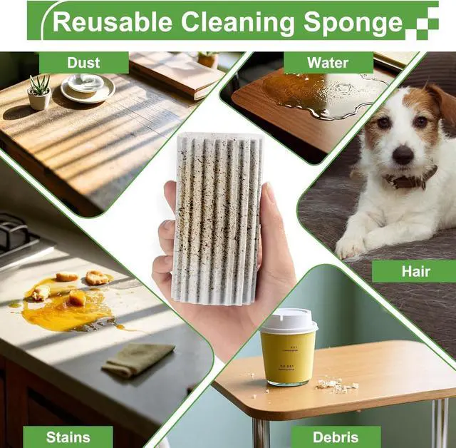 Alt view image 4 of 7 - 4-Pack Damp Clean Duster Sponge Sponge Cleaning Brush Duster for Cleaning Blinds Glass Baseboards Vents Railings Mirrors Window Track Grooves and FaucetsGray