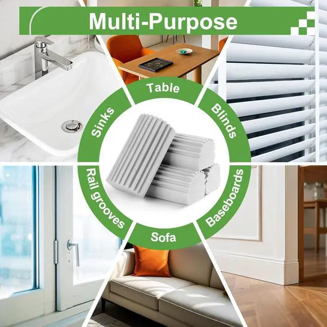 Alt view image 5 of 7 - 4-Pack Damp Clean Duster Sponge Sponge Cleaning Brush Duster for Cleaning Blinds Glass Baseboards Vents Railings Mirrors Window Track Grooves and FaucetsGray