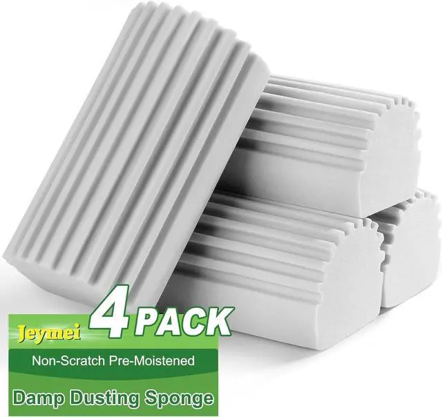 Alt view image 7 of 7 - 4-Pack Damp Clean Duster Sponge Sponge Cleaning Brush Duster for Cleaning Blinds Glass Baseboards Vents Railings Mirrors Window Track Grooves and FaucetsGray
