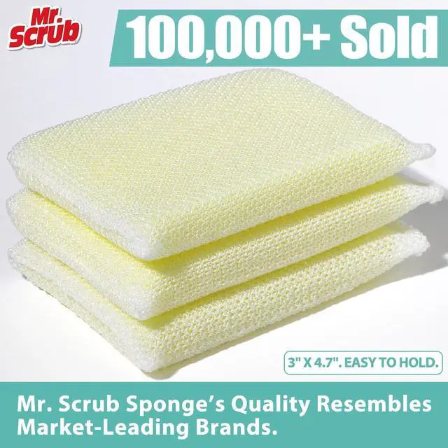 Alt view image 2 of 7 - Sponges Kitchen Scrub Dish Sponge Scouring Pad, 6 Pads Cleaning Brush Dishwasher Soap Supplies, Dishwashing Dinnerware Towels Sink Pan Pot Cloth Rags Holder Bathroom Bathtub