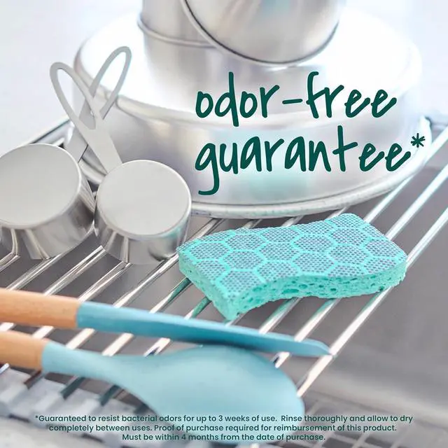 Alt view image 5 of 7 - Odor Resist Heavy Duty Scrub Sponge Dishwasher-Safe Kitchen sponges for Serious Scrubbing Multipurpose Dish Sponge for Stuck-On Messes 3 Scrubbing Sponges