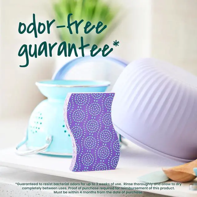 Alt view image 5 of 7 - Odor Resist Non-Scratch Scrub Sponge Dishwasher-Safe Kitchen Sponges that Resist Bacterial Odors Multipurpose Dish Sponge for Gentle Cleaning 6 Dish Sponges