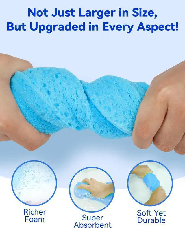 Alt view image 5 of 7 - 5-Pack Car Wash Sponges 9.1 x 4.3 x 2.4 Large Sponges Extra Thick Foam Kit for All-Purpose Cleaning Ideal Washing Sponges for Kitchen Bathroom Household