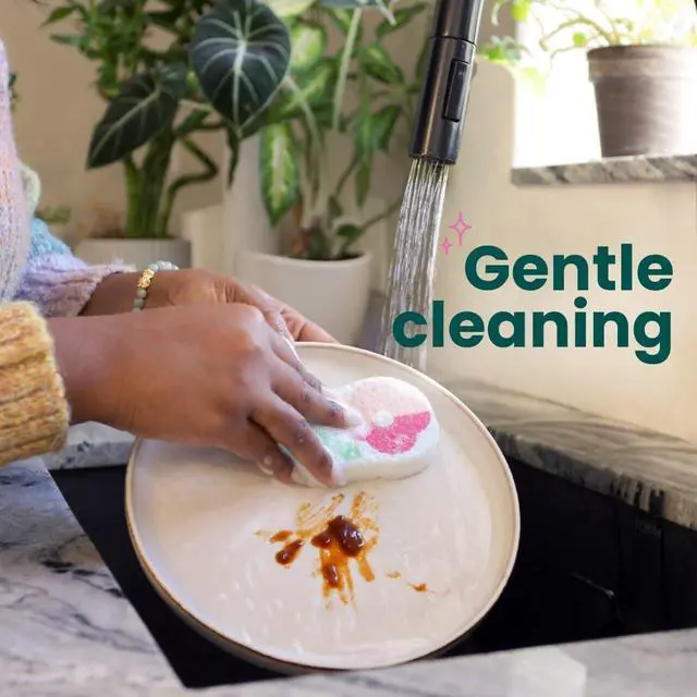 Alt view image 7 of 7 - Brite Blooms Pop Up Kitchen Sponges Unique Compressed Kitchen Sponge for Cleaning Gently Spring Flower Pattern Dish Sponge That Expands with Water 3 Scrubbing Sponges