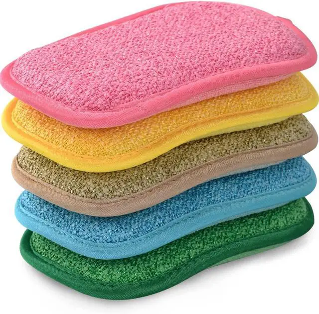 Main image of Multipurpose Kitchen Scrub Sponges Heavy Duty Cleaning Non-Scratch Scrub Sponge Reusable Microfiber Sponge for Household Cleaning Random Colors (Multicolour)