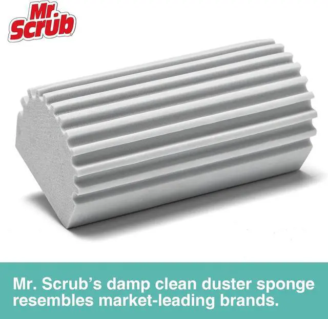 Alt view image 2 of 6 - 4 Pack Damp Dusting Sponge Duster Grey Dust Cleaning Sponge Reusable Household Cleaning Sponge Tool for Blinds floorboards Fan Blades Vents Glass Railings Mirrors