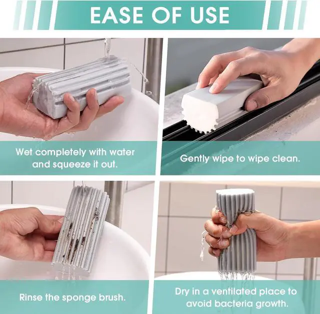Alt view image 4 of 6 - 4 Pack Damp Dusting Sponge Duster Grey Dust Cleaning Sponge Reusable Household Cleaning Sponge Tool for Blinds floorboards Fan Blades Vents Glass Railings Mirrors