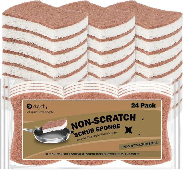 Main image of Orighty Non-Scratch Scrub Sponge, 24-Pack Sponges Kitchen Cleaning Sponges | Cellulose Scrubber Sponge for Kitchen Cleaning, Non-Stick Cookware, Washing Dishes, Bathroom, and Household