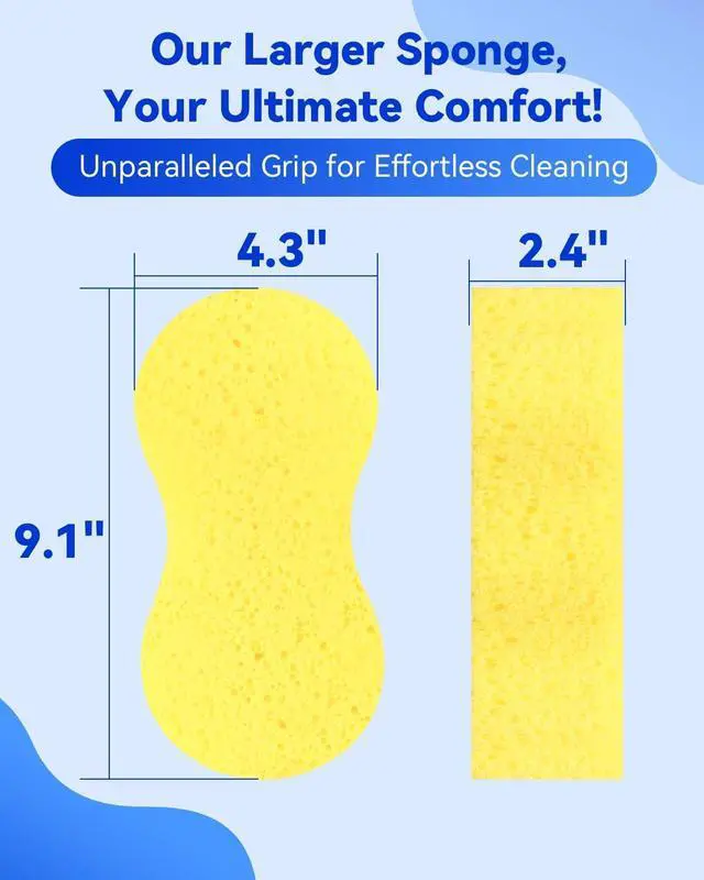 Alt view image 2 of 7 - Temede Large Car Wash Sponge, Extra Thick Bone Foam Sponge for Cleaning | 9.1" x 4.3" x 2.4", Giant Car Cleaning Sponge, Easy Grip Multi-Purpose Cleaning Scrubber, Kitchen, Bathroom, Household