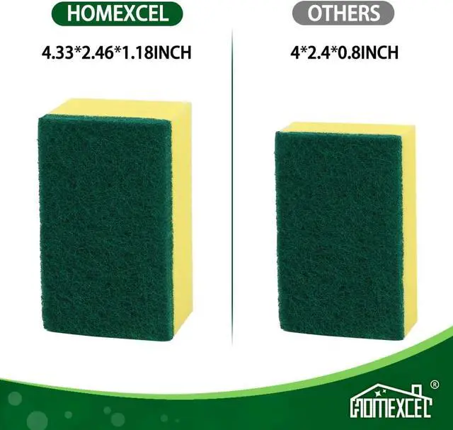 Alt view image 2 of 7 - Heavy Duty Scrub Sponges Kitchen 60 Count Extra-Large Sponges for Cleaning Kitchen and Household Dish Scrubber for Washing Dishes Pots and Pans