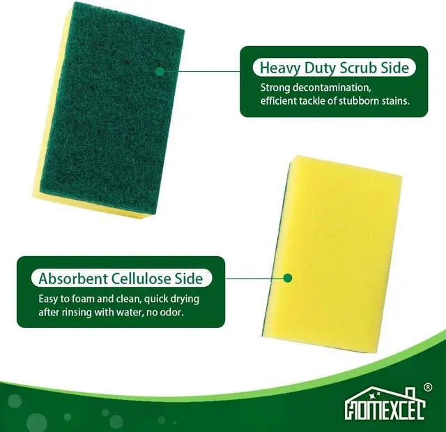 Alt view image 4 of 7 - Heavy Duty Scrub Sponges Kitchen 60 Count Extra-Large Sponges for Cleaning Kitchen and Household Dish Scrubber for Washing Dishes Pots and Pans
