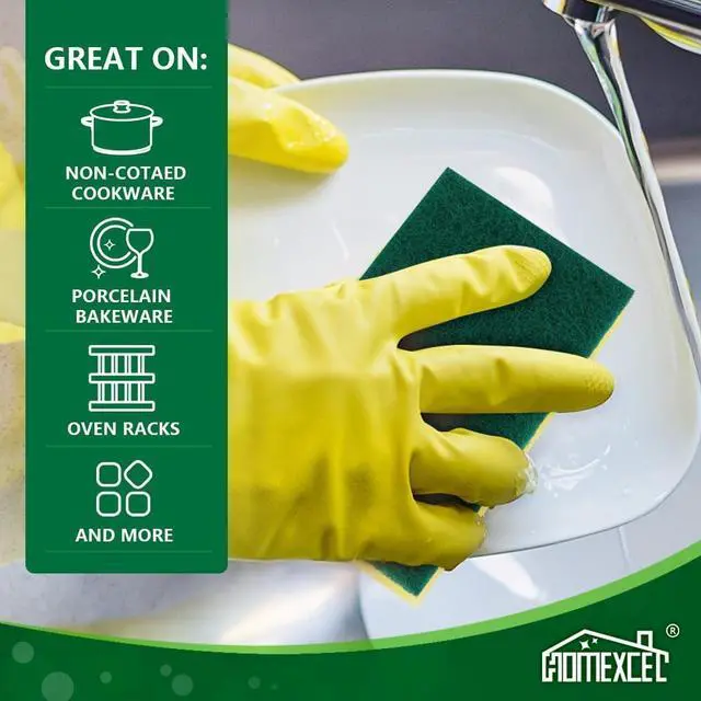 Alt view image 5 of 7 - Heavy Duty Scrub Sponges Kitchen 60 Count Extra-Large Sponges for Cleaning Kitchen and Household Dish Scrubber for Washing Dishes Pots and Pans