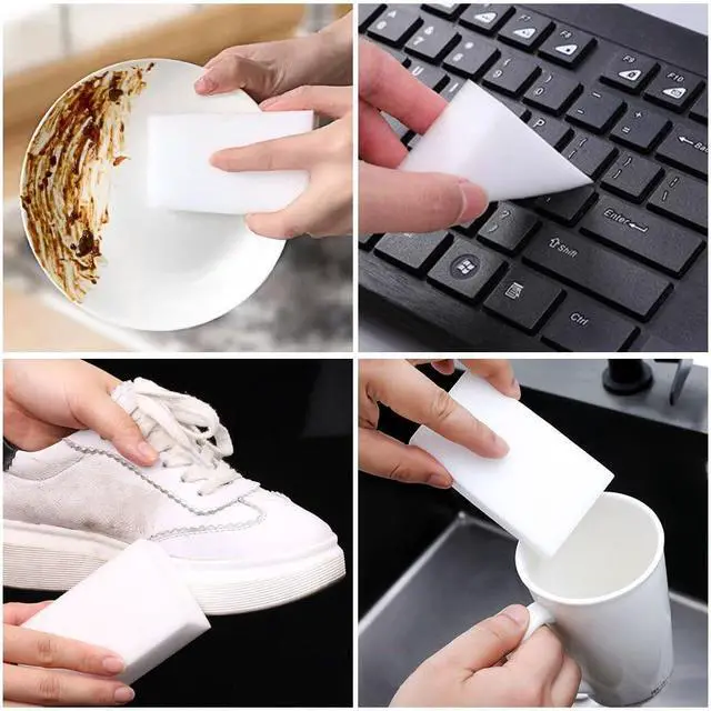 Alt view image 3 of 5 - (50 Pack) Extra Large Eraser Sponge - Extra Thick Long Lasting Melamine Sponges in Bulk Boat Eraser Multi Surface Scrubber Foam Cleaning Pads - Bathtub Floor Baseboard Bathroom Wall Cleaner