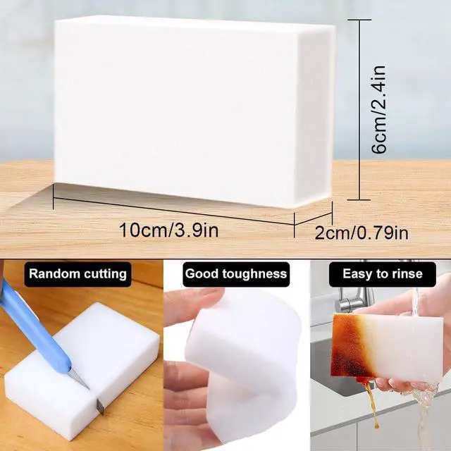 Alt view image 5 of 5 - (50 Pack) Extra Large Eraser Sponge - Extra Thick Long Lasting Melamine Sponges in Bulk Boat Eraser Multi Surface Scrubber Foam Cleaning Pads - Bathtub Floor Baseboard Bathroom Wall Cleaner