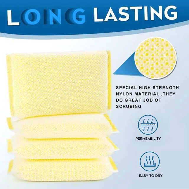 Alt view image 4 of 6 - All-Purpose Non Scratch SpongesSponges Kitchen for Washing and Cleaning Dishes, Non-Stick Cookware,Premium Scrub and ScrubbersCleaning of Kitchen, Bathroom,and Household,12Pad
