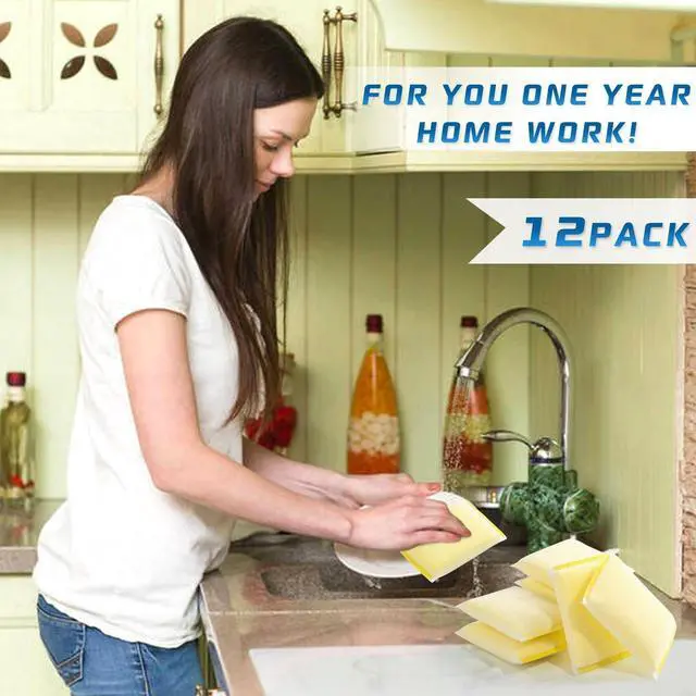 Alt view image 6 of 6 - All-Purpose Non Scratch SpongesSponges Kitchen for Washing and Cleaning Dishes, Non-Stick Cookware,Premium Scrub and ScrubbersCleaning of Kitchen, Bathroom,and Household,12Pad